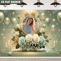 1x 2D Personalized Birthday Banner Name Age Floral Decoration Birthday Tapestry❀