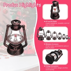 Dollhouse Micro Lantern, 2.76″ Height, Plastic Mini Kerosene Lamp Copper, 4pcs