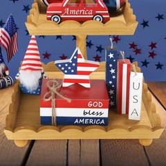 Patriotic 4th of July Decorations – 7 Pcs Table Centerpieces, Faux Book Stack, S