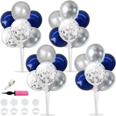 4 Set Navy Blue Silver Balloon Centerpieces for Table,Balloon Stand Kit for G…