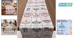 Elegant 250th Anniversary Table Runner: 73×13.8 Inches for July 4th Celebrations