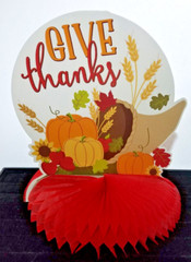 Thanksgiving Centerpiece Paper Honeycomb Base Double Sided Give Thanks