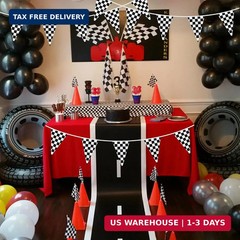 BEISHIDA 100ft 48pcs Black white Checkered Racing Pennant Flags Banner,Reusable