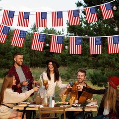 100 Pcs American Flag Banner, 105 Ft USA Flags Bunting Banners for Fourth of