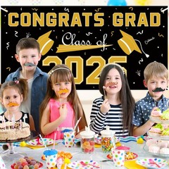 2026 Graduation Decorations – Black Gold 32.7 inches x 65 inches,