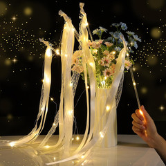 50 Wedding Wands with Ribbons and Bells, LED Silk Fairy Wands (Warm White)