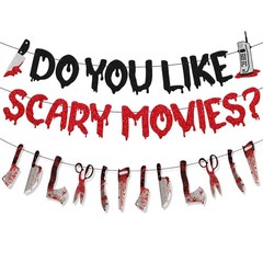 Halloween Birthday Party Decorations Glitter Happy Banner Horror Red