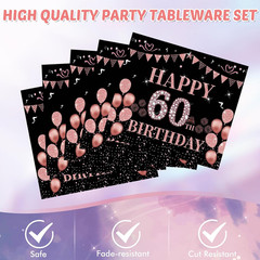 41PCS 60Th Birthday Decorations for Women Vintage Rose Gold Black 1966 Party Sup