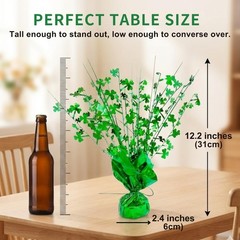 4 Pack St. Patrick’s Day Centerpieces – Green Foil Shamrock Spray Table Decor…