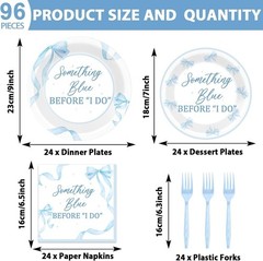 Something Blue Bows Bridal Shower Tableware (Plates, Napkins, Forks)