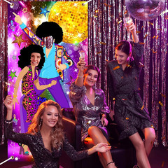 Disco Door Banner 3X6 Ft 70S Party Decorations 70S Theme Photo Props Disco Party