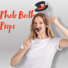 66 Pcs Photo Booth Props Set for Wedding Graduation Party Multicolor with Sticks