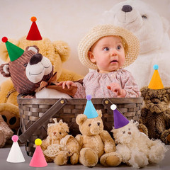 10 Pcs Mini Birthday Party Hats Multicolor Lovely Cone Hats for Animals Stuffed