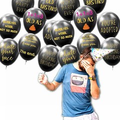 16PCS(8 Phrases) Adult Cynical Abusive Birthday Balloons Funny Rude Hilarious