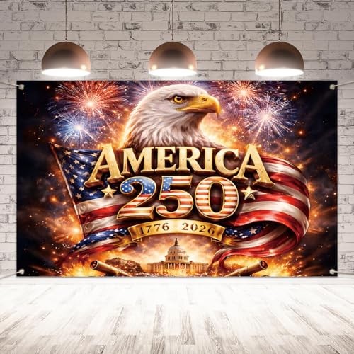 America 250th Anniversary Flag Backdrop 1776-2026 250 Years of Birthday