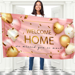 Welcome Home Banner – Welcome Back Decorations 5X3 Ft – We Missed You Banner (Pi