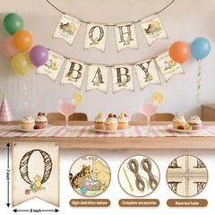 Classic Pooh Baby Shower Decorations – Oh Baby Banner with 2 Ropes & Threadin…