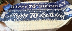 70Th Birthday Banners, 2 large banners. And 11 – “70” Glitter Birthday Pics