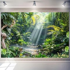 Large Jungle Party Backdrop – Green Nature Scene Tapestry for Safari Decor, 20×1