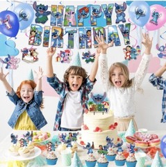NEW Cartoon Lilo & Stitch Theme Birthday Party Decorate Supplies Set US Stock