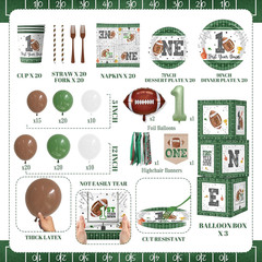 First Year down Birthday Party Decorations, All-In-1 Football First Birthday Dec
