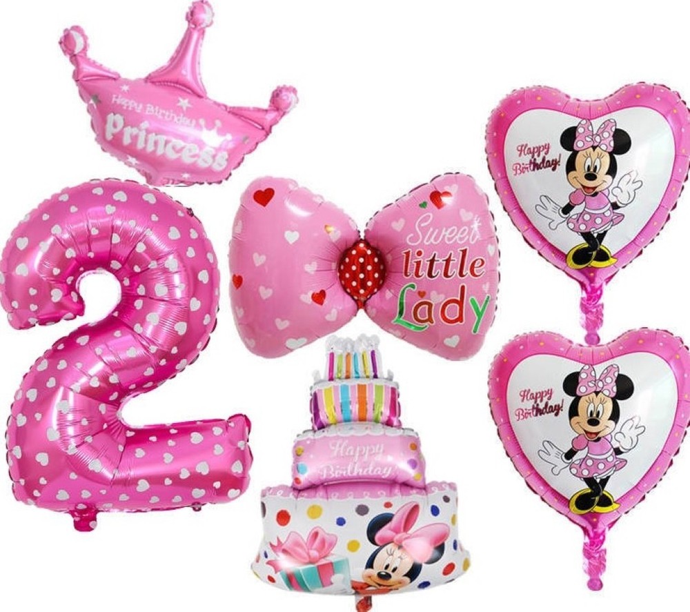 2nd Birthday Balloons Minnie Mouse theme Pink Party Decoration (6 Pcs)