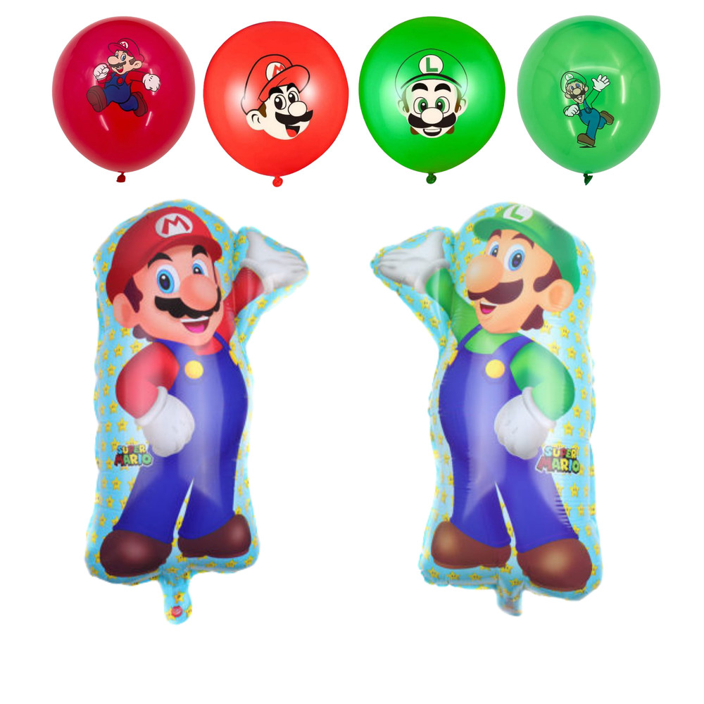 Super Mario Bros Birthday Party Balloons Set Luigi Foil Balloon Red Green