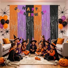 Happy Summerween Banner with 2 Pack Foil Curtain Summer Halloween Party Decor…