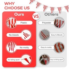 100ft Red and White Striped Pennant Banner, 12×18 Inch red and white banner