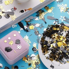 3000PCS Glitter 90th Birthday Confetti Black Gold Silver Table Party Decor