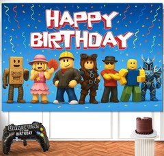 Video Game Birthday Decorations Happy Birthday Banner for Boys 6x4ft Pixel Ba…