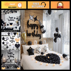 120 Pcs Birthday Party Decorations Set – Balloons, Banner, LED Lights, Rose Peta