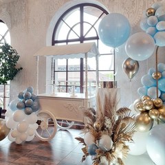 Blue and White Gold Balloons,100 pcs Blue White Gold Balloon Garland Arch Kit…