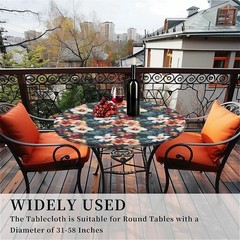 Round Fitted Tablecloth with Elastic Edge, 36″-60″ Waterproof Stain Resistant Ta