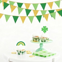 Green Gold Party Decorations Pennant Banner Flag Glitter Green Gold Triangle …