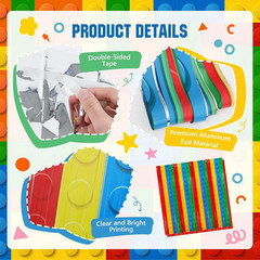 2Pack Building Block Foil Fringe Curtains,3.3X6.6Ft Building Block Theme Party D