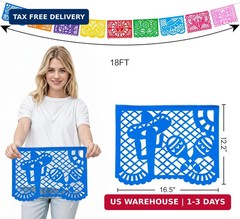 FUTUREPLUSX 1 Pack 18 Ft Papel Picado Banner Cinco De Mayo Decoration, Fiesta Pa