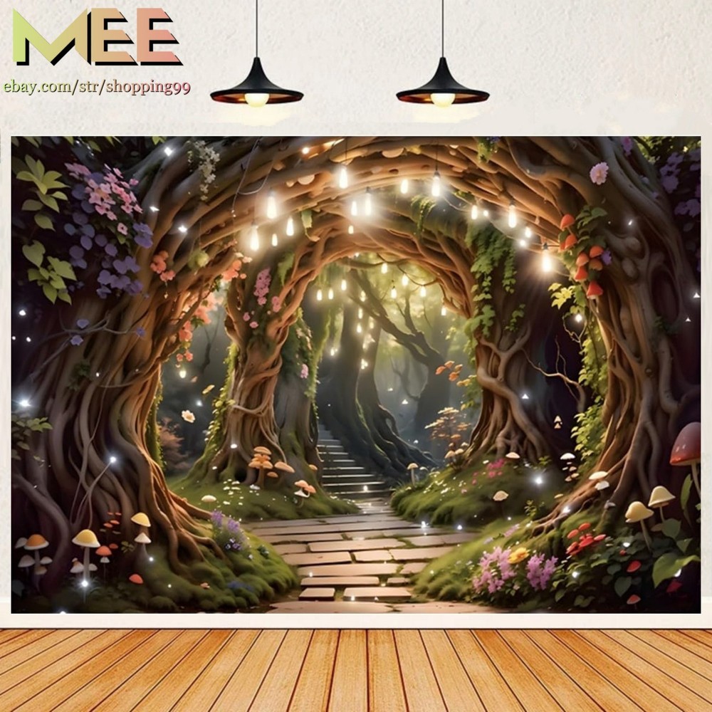 Fairy Tale Dreamy Forest Backdrop Birthday Party Photography Background banner