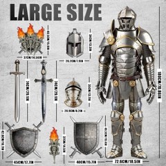 30 Medieval Party Decorations – 6ft Armor Knight Cutouts, Torch Props & Shields