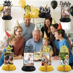 8Pcs 80th Birthday Decoration for Men Women Happy 80th Birthday Honeycomb Cen…