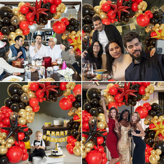 161pcs Red Black and Gold Balloons Garland Arch Kit with 5/10/12/18in Red Black