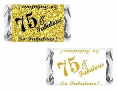 75 & Fabulous Miniatures Candy Bar Wrapper, (Set of 60) Mini Candy Bar Stickers