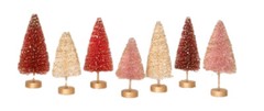 Bethany Lowe Red an Pink White Mini Bottle Brush Trees (Set/7)