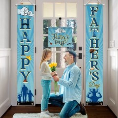 Happy Fathers Day Decorations-Father Day Porch Sign,3pcs Blue Father Day Front