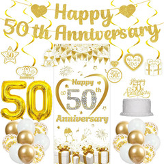50Th Anniversary Decorations Women Men – 37 Pcs Gold Glitter Happy 50Th Annivers