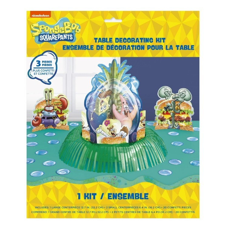 Nickelodeon 3 Piece SpongeBob Birthday Celebration Table Decorating Kit NEW