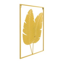 2PCS Wall Decorations Gold Iron Leaf Wall Hanging Home Decor w/Frame Wall Decor