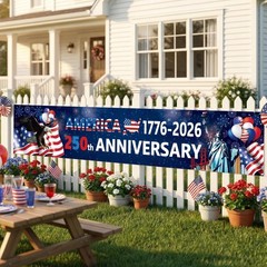 Large 250th Anniversary Banner – Patriotic 4th of July Flag for Indoor & Outdoor