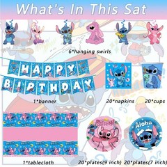 Vibrant 88PCS Stitch Birthday Decorations: Fun Plates, Cups & Swirls Included