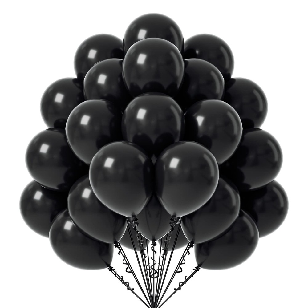 Black Balloons – 12 inch, 50 Pack Latex Party Balloons for Birthday, Graduati…